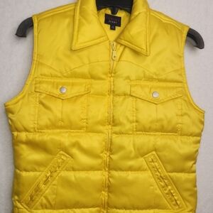 Vintage 90's Tommy Jeans Women's Yellow Puffer Vest; Size Small.